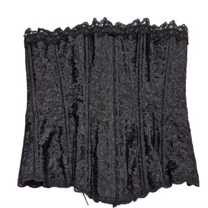 Vintage Grenier Chic Black Floral Shapewear Corset Size 34